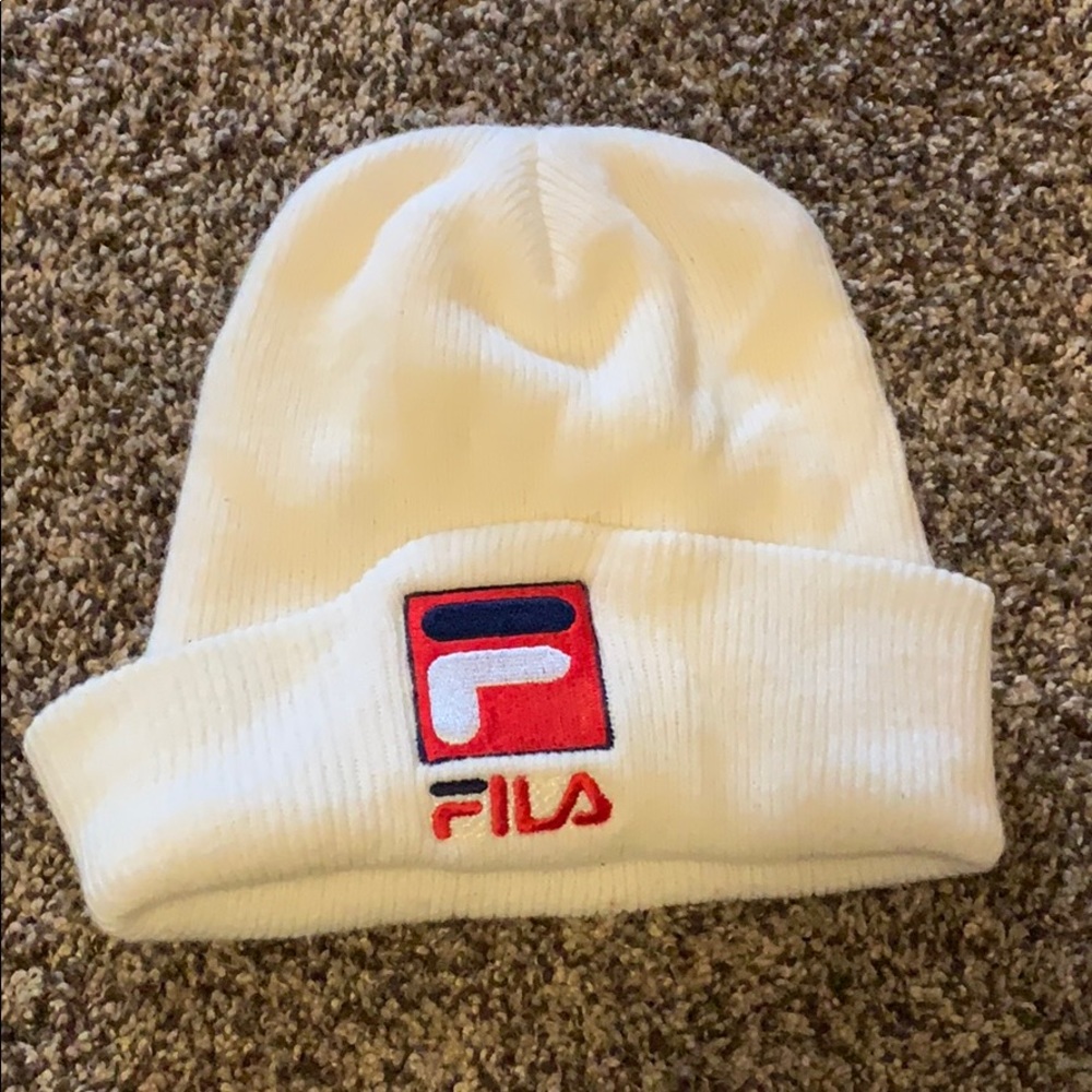 White FILA beanie